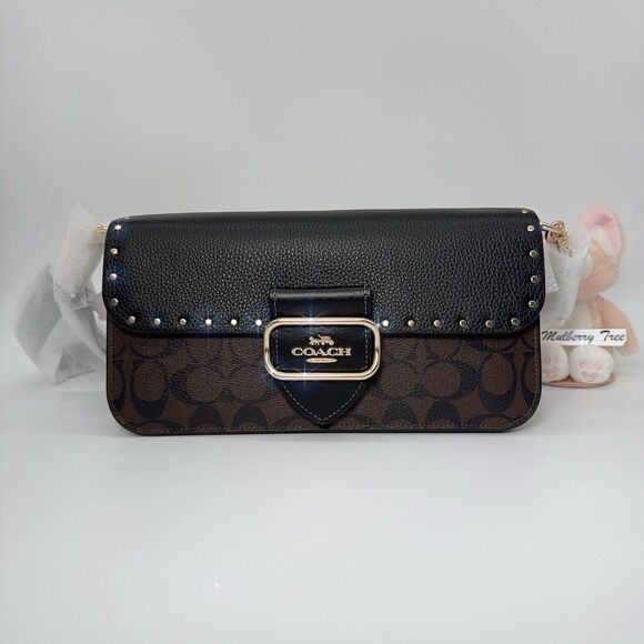 Coach CE563 Morgan Shoulder Bag Crossbody Colorblock Signature With Rivets MWT - Picture 1 of 11